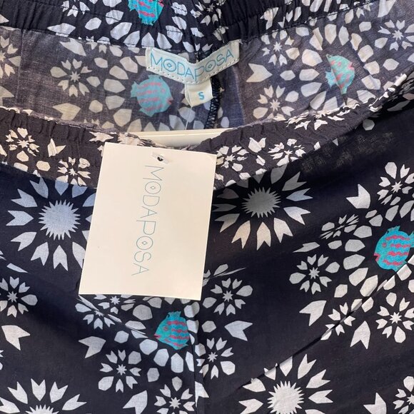 MODAPOSA Boho Beach Pants & Bag Set S Floral Fish Print Lounge Coastal Wear - Picture 8 of 11